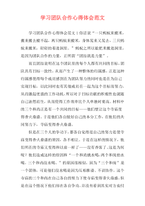 学习团队合作心得体会范文