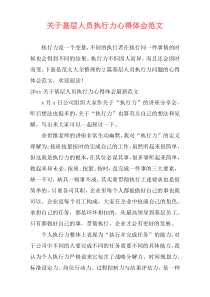 关于基层人员执行力心得体会范文