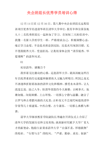 央企班组长优秀学员培训心得