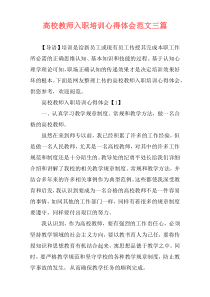 高校教师入职培训心得体会范文三篇