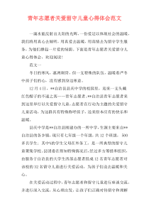 青年志愿者关爱留守儿童心得体会范文