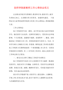 技师学院新教师工作心得体会范文