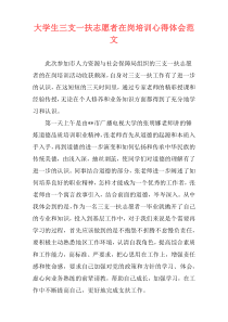 大学生三支一扶志愿者在岗培训心得体会范文