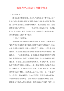 执行力学习培训心得体会范文