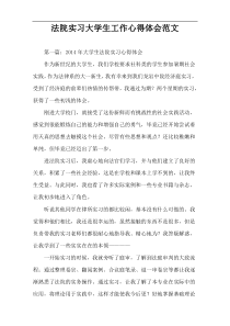 法院实习大学生工作心得体会范文