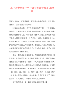 高中共青团员一学一做心得体会范文2020字