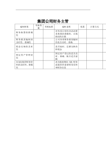 集团公司-财务主管关键绩效考核指标（KPI）