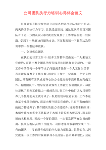 公司团队执行力培训心得体会范文