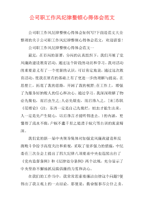 公司职工作风纪律整顿心得体会范文