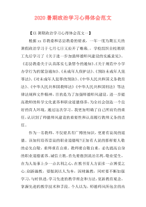 2020暑期政治学习心得体会范文