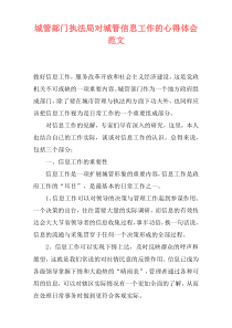 城管部门执法局对城管信息工作的心得体会范文