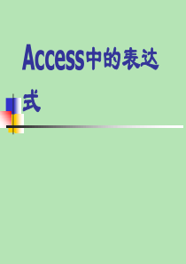 技能高考专题：Access中的表达式