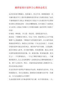 教师省培计划学习心得体会范文