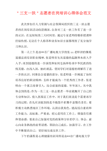 ＂三支一扶＂志愿者在岗培训心得体会范文