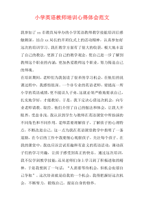 小学英语教师培训心得体会范文