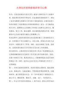 大学生村官岗前培训学习心得