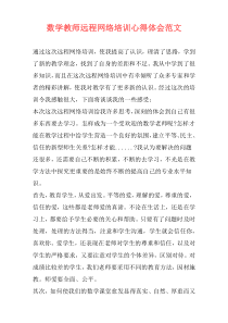 数学教师远程网络培训心得体会范文