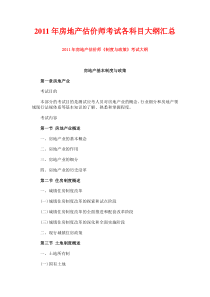 XX年房地产估价师考试各科目考试大纲汇总(全4科)