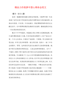 精品力作筑梦中国心得体会范文