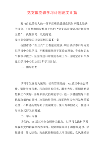 党支部党课学习计划范文5篇