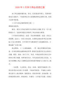 2020年3月学习两会思想汇报