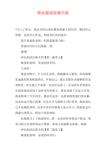 班长面试自我介绍