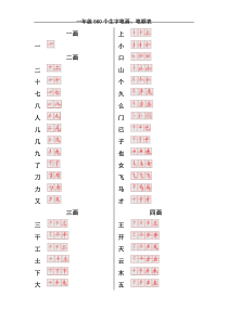 小学生生字笔画笔顺