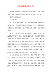 销售经理自我介绍