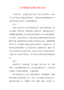 小升初简历自我介绍2020