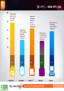 底部图标的PPT柱状图图表素材
