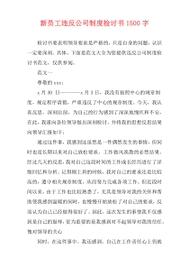 新员工违反公司制度检讨书1500字