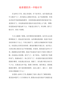 给亲爱的另一半检讨书