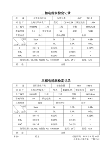 三相电能表检定记录6kV