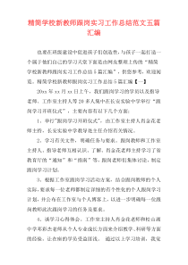 精简学校新教师跟岗实习工作总结范文五篇汇编