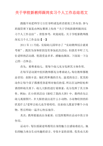 关于学校新教师跟岗实习个人工作总结范文