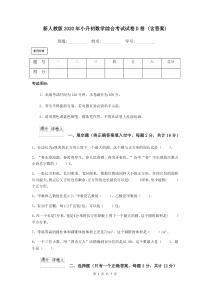 新人教版2020年小升初数学综合考试试卷D卷-(含答案)