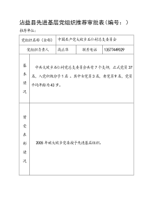 沾益县先进基层党组织推荐审批表