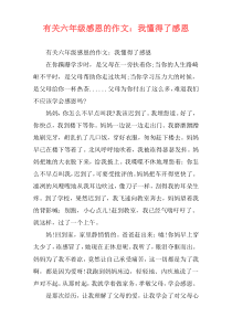 有关六年级感恩的作文：我懂得了感恩