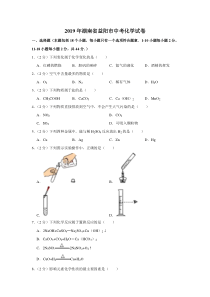 中考卷：湖南省益阳市19版化学卷