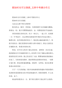 假如时光可以倒流_玉林中考满分作文