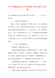 关于县镇委员会工作总结范文和主要工作打算