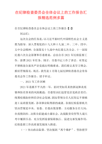 在纪律检查委员会全体会议上的工作报告汇报精选范例多篇