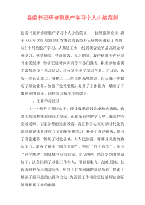 县委书记研修班脱产学习个人小结范例