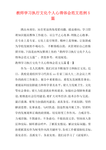 教师学习执行文化个人心得体会范文范例5篇