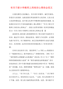 有关于新小学教师上岗培训心得体会范文