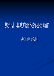 第九讲非政府组织的社会功能