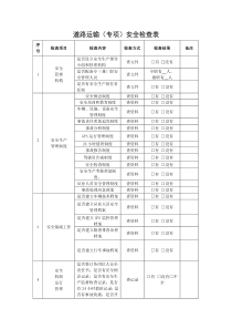 道路运输安全检查表