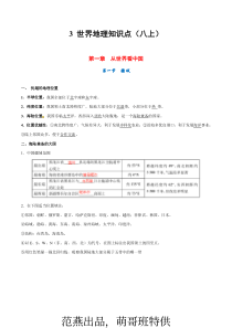 八年级上册世界地理知识点