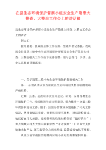 在县生态环境保护督察小组安全生产隐患大排查、大整治工作会上的讲话稿