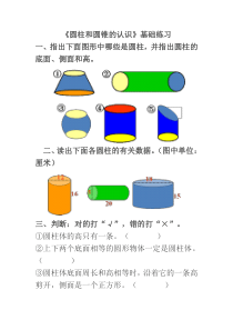 青岛版小学数学六年级下册：圆柱和圆锥的认识基础练习2